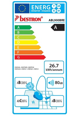 Aspirateur Bestron - ABL900BRE Ecosenzo - Etiquette Energetique