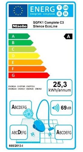Aspirateur Miele - Complete C3 Silence Ecoline - Etiquette Energétique