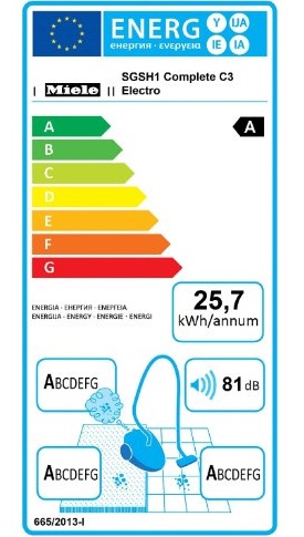 Aspirateur Miele - Complete C3 Electro Ecoline - Etiquette Energétique