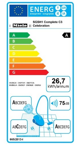 Aspirateur Miele - Complete C3 Celebration Ecoline Plus - Etiquette Energétique