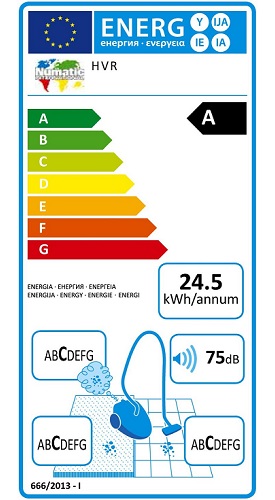 Aspirateur Numatic - Henry HVR200-A2 - Etiquette Energetique