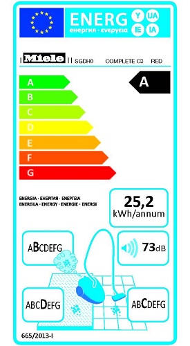 Aspirateur Miele - Complete C3 Red - Etiquette Energetique Aspirateur Miele - Complete C3 Red - Etiquette Energetique