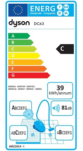 Aspirateur Dyson - DC63 Allergy - Etiquette Energétique