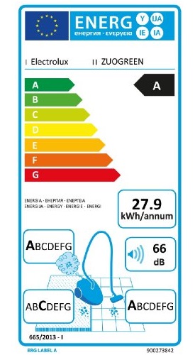 Aspirateur Electrolux - UltraOne ZUOGREEN - Etiquette Energetique