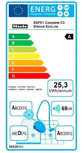Aspirateur Miele - Complete C3 Silence Ecoline - Etiquette Energétique Aspirateur Miele - Complete C3 Silence Ecoline - Etiquette Energétique
