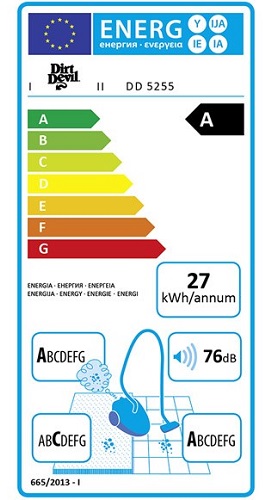 Aspirateur Dirt Devil - Infinity Rebel 55 HFC - Etiquette Energétique Aspirateur Dirt Devil - Infinity Rebel 55 HFC - Etiquette Energétique