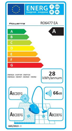 Aspirateur Rowenta - Silence Force 4A RO6477EA Animal Care - Etiquette Energetique