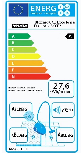 Aspirateur Miele - Blizzard CX1 Excellence - Etiquette Energétique