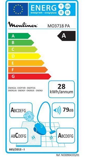 Aspirateur Moulinex - Compact Power Cyclonic MO3718PA - Etiquette Energétique