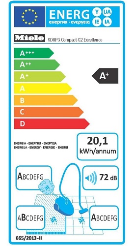 Aspirateur Miele - Compact C2 Excellence EcoLine - Etiquette Energétique