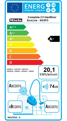 Aspirateur Miele - Hardfloor Ecoline - Etiquette Energétique