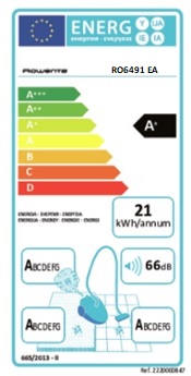 Aspirateur Rowenta - Silence Force 4A+ RO6491EA - Etiquette Energétique