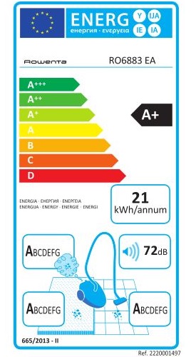 Aspirateur Rowenta - X-Trem Power 4A RO6883EA - Etiquette Energétique