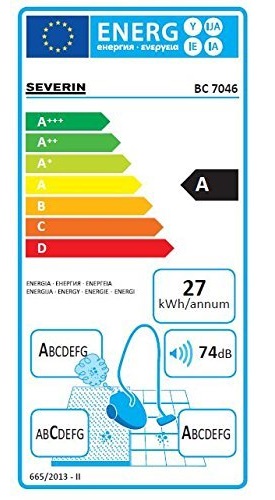 Aspirateur Severin - SPower Snowwhite Deluxe 7046 - Etiquette Energétique