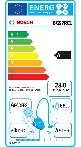 Aspirateur Bosch - Relaxx'x Ultimate BGS7RCL - Etiquette Energétique