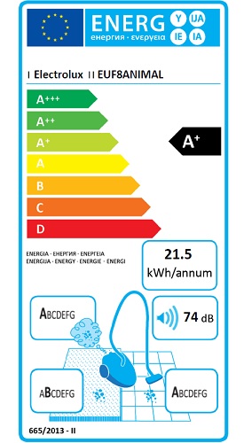 Aspirateur Electrolux - UltraFlex EUF8ANIMAL - Etiquette Energétique