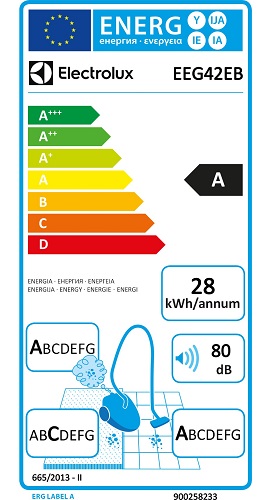 Aspirateur Electrolux - EasyGo EEG42EB - Etiquette Energétique