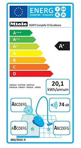 Aspirateur Miele - Complete C3 Excellence EcoLine SGSP3 - Etiquette Energétique