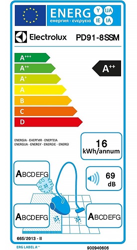 Aspirateur Electrolux - Pure D9 - Etiquette Energétique