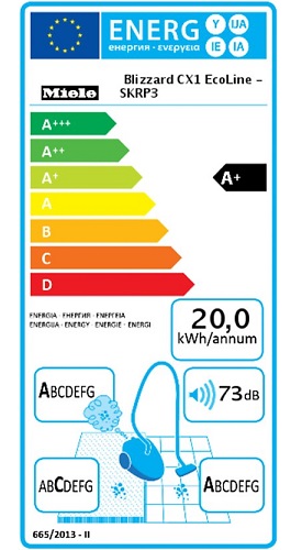 Aspirateur Miele - Blizzard CX1 EcoLine - Etiquette Energétique