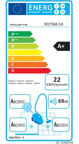 Aspirateur Rowenta - Silence Force 4A+ RO7366EA - Etiquette Energétique