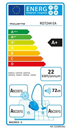 Aspirateur Rowenta - X-Trem Power Cyclonic RO7244EA - Etiquette Energétique